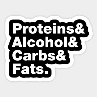 Macronutrients (Proteins & Alcohol & Carbs & Fats.) Sticker